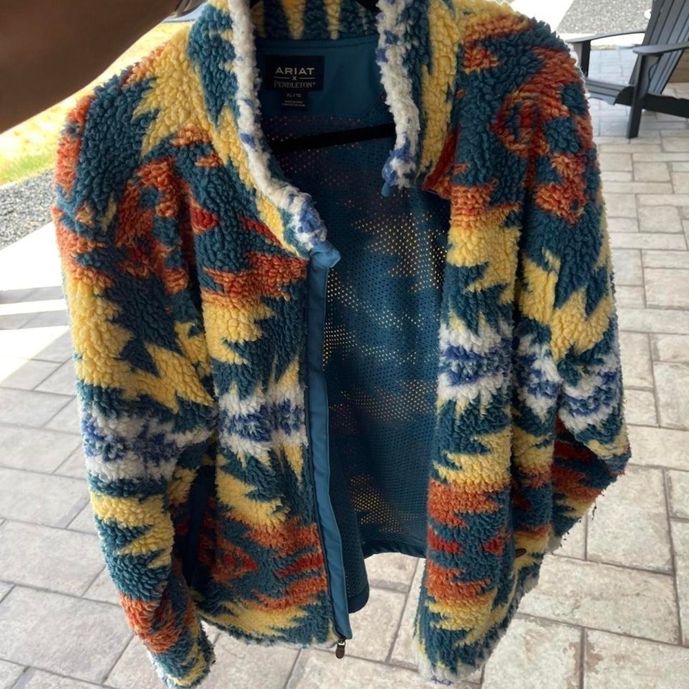 Ariat x Pendleton Sherpa Jacket Geometric Pattern Western - Picture 4 of 9